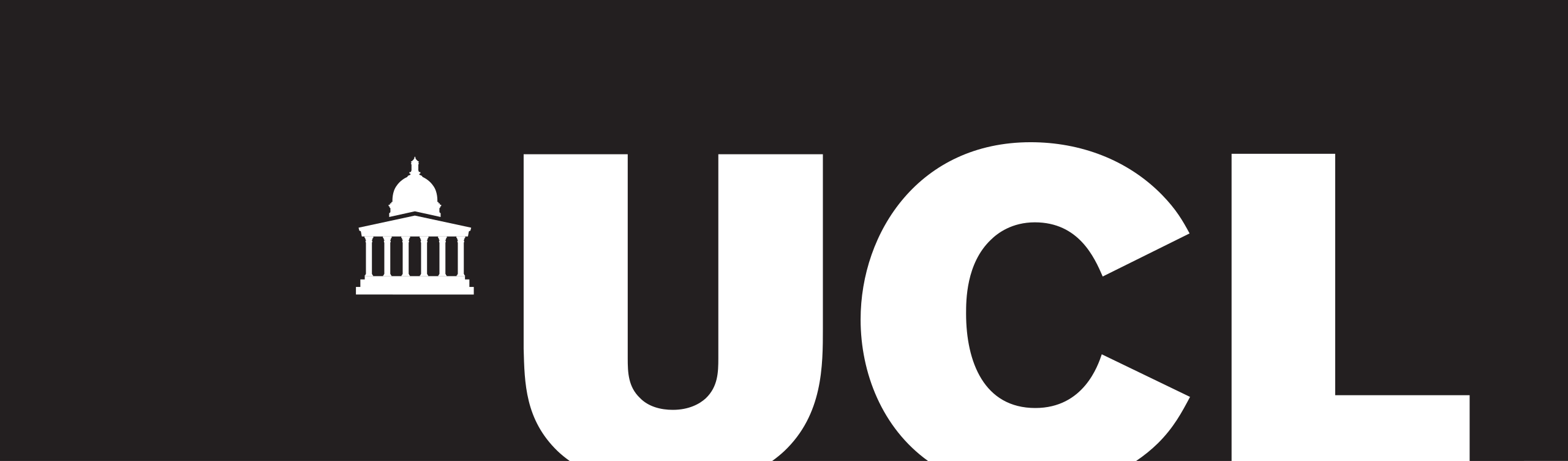 UCL logo in black with white letters