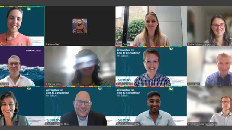 screenshot of participants in the SDG13 competition online presentations